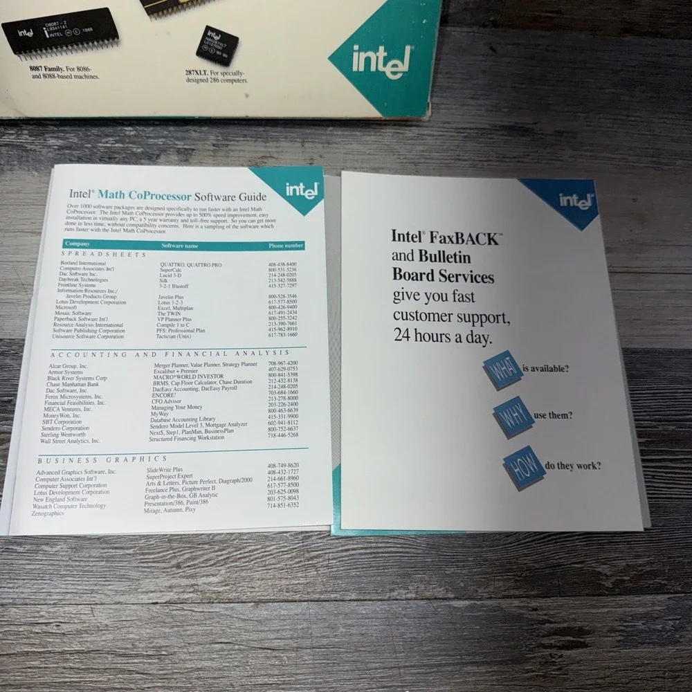 Vintage intel Math CoProcessor 387 DX-20 CIB 1989 A80387DX-20 SX105 / UNTESTED